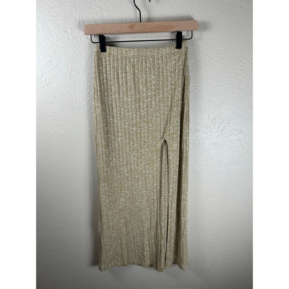 Reformation Maxi Skirt Size Small Preppy Tan Comfort Waist High Slit Minimalist